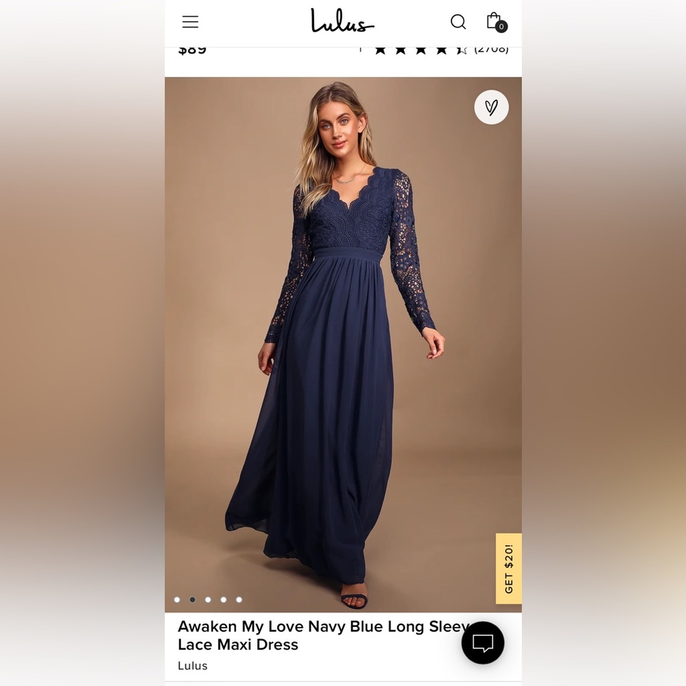 Women’s Size S navy blue lace long sleeve maxi dress